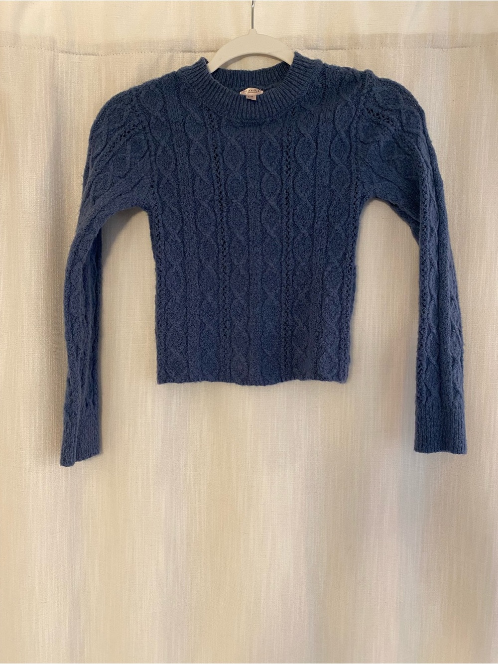 franki by francesca’s Cable Knit Crew Sweater - Blue
